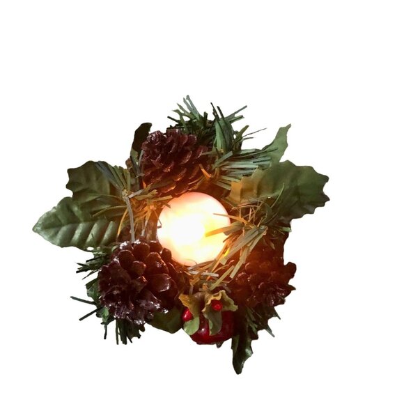 Vintage Pinecone Candle Holders Christmas Decor Centerpiece Holiday Pair Plastic - Picture 6 of 11